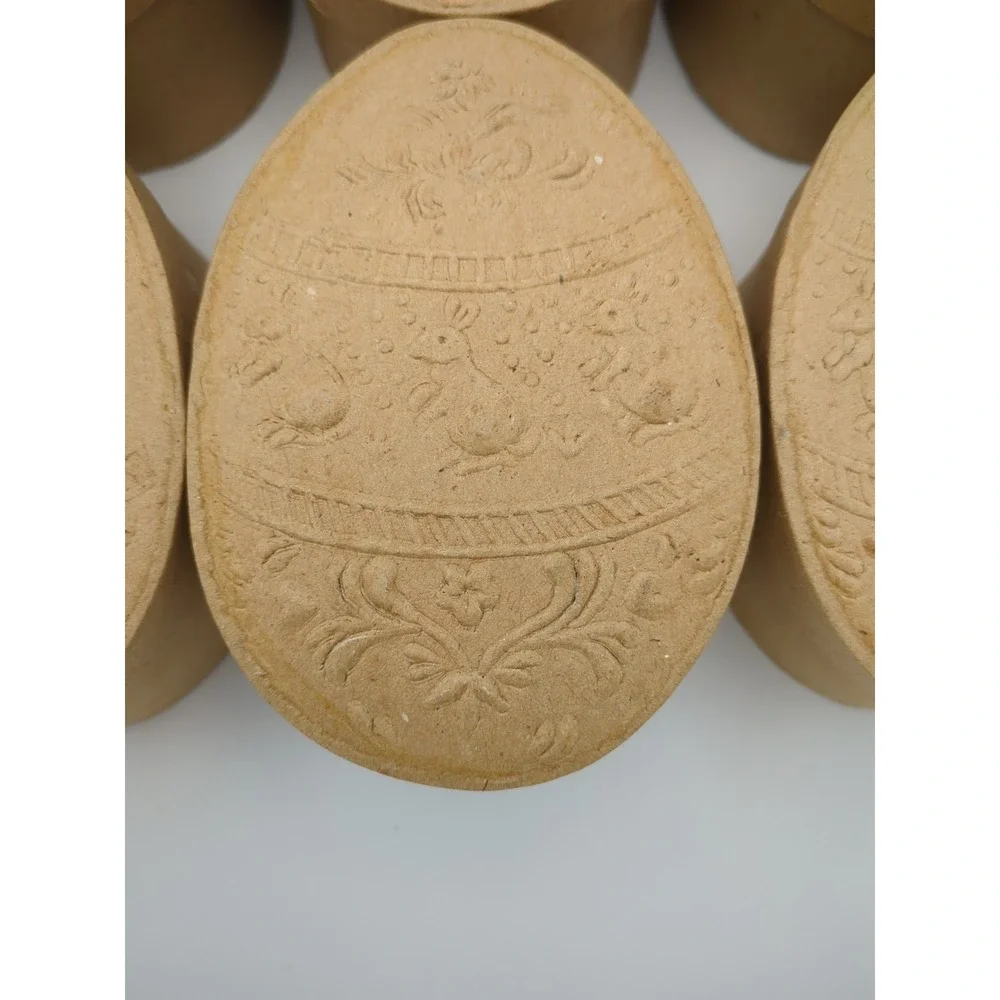 Vintage‎ y2K Brown Paperboard Boxes Easter Egg Shape Embossed Bunnies for Crafts